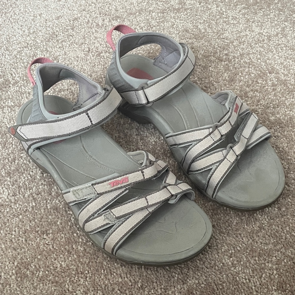 Women's Gray and Pink Sandals by Teva